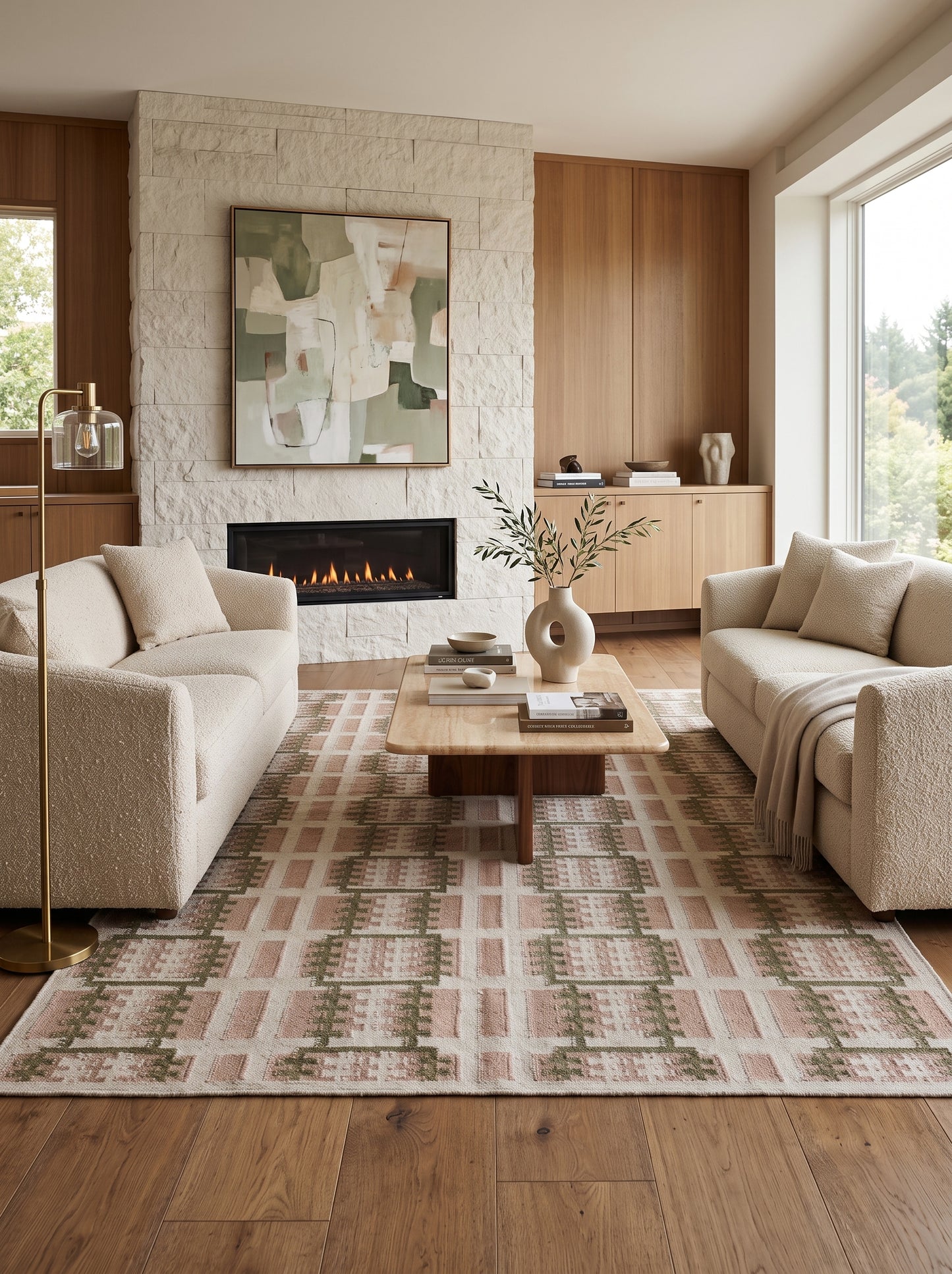 Sage & Earth Stairway Vertical Grid Pattern Area Rug