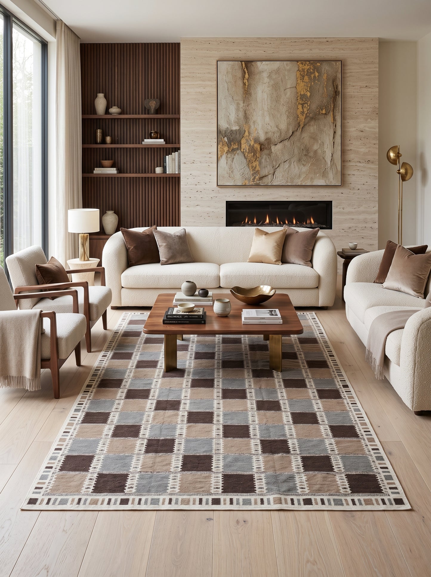 Earthy Checkered Horizon Living Room Decor rug
