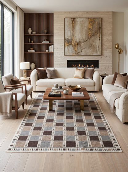 Earthy Checkered Horizon Living Room Decor rug