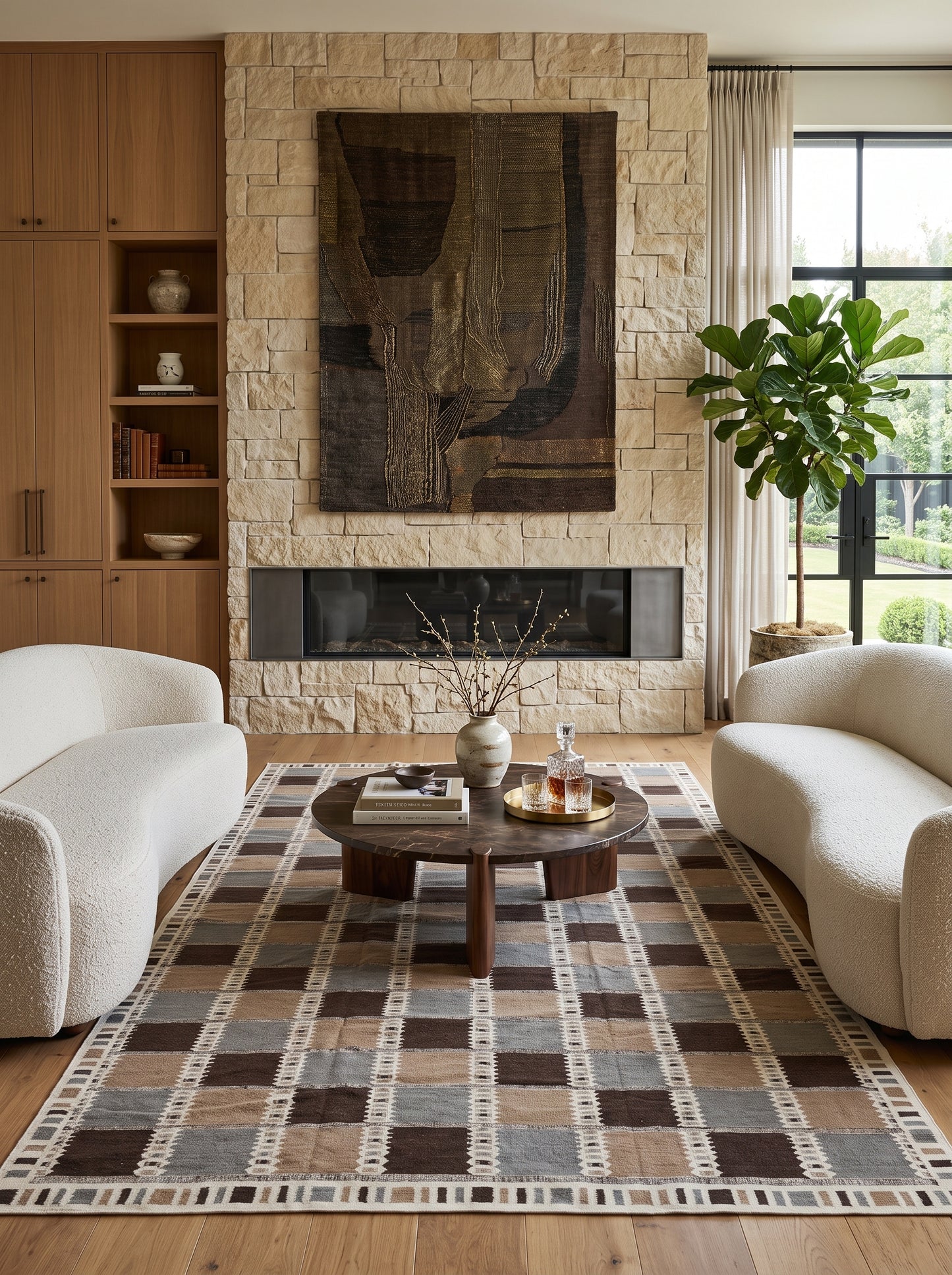 Earthy Checkered Horizon Living Room Decor rug