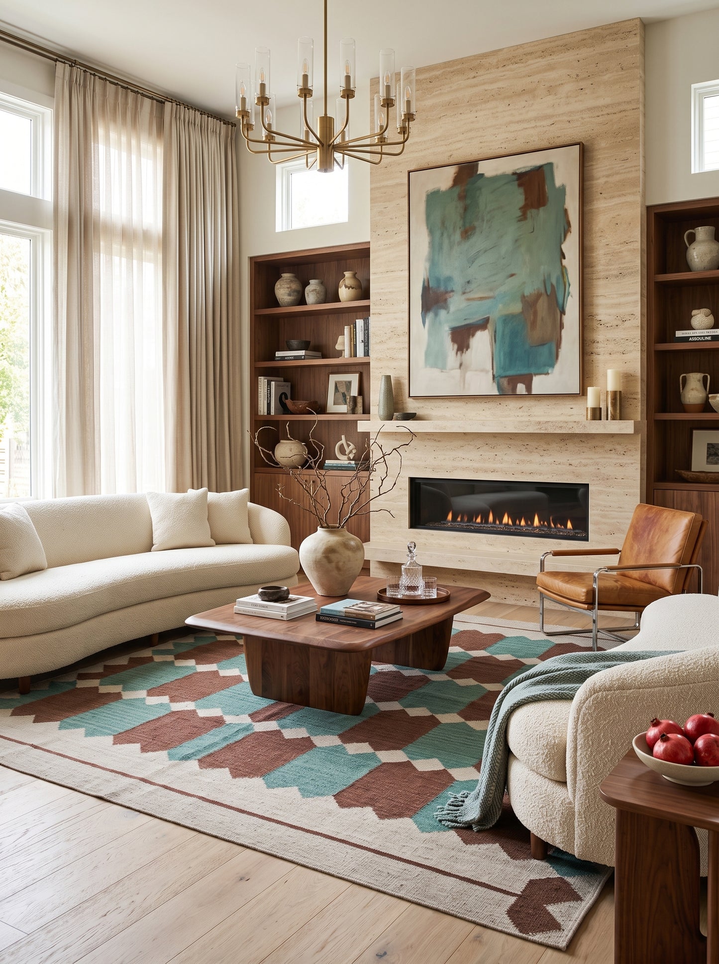 Handwoven Rust & Spruce Matrix Southwestern Flatweave rug