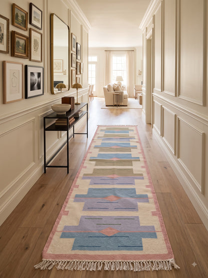 Handwoven Wool Kilim Runner Geometric Stair Rug