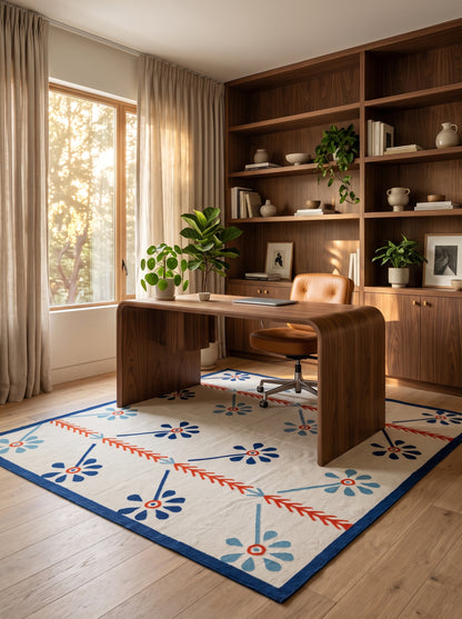 Blue Meadow Bloom Nordic Botanical Rug