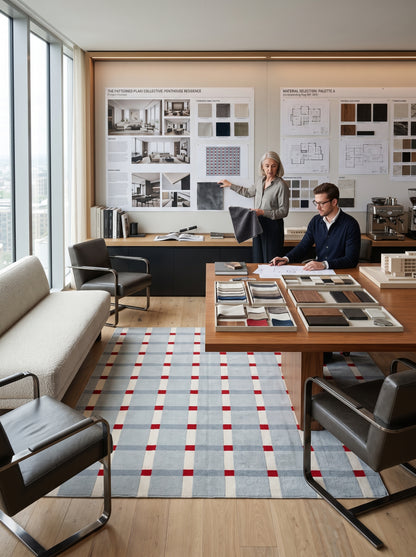 Nordic Checkered Windowpane Minimalist Area Rug for Home Decor