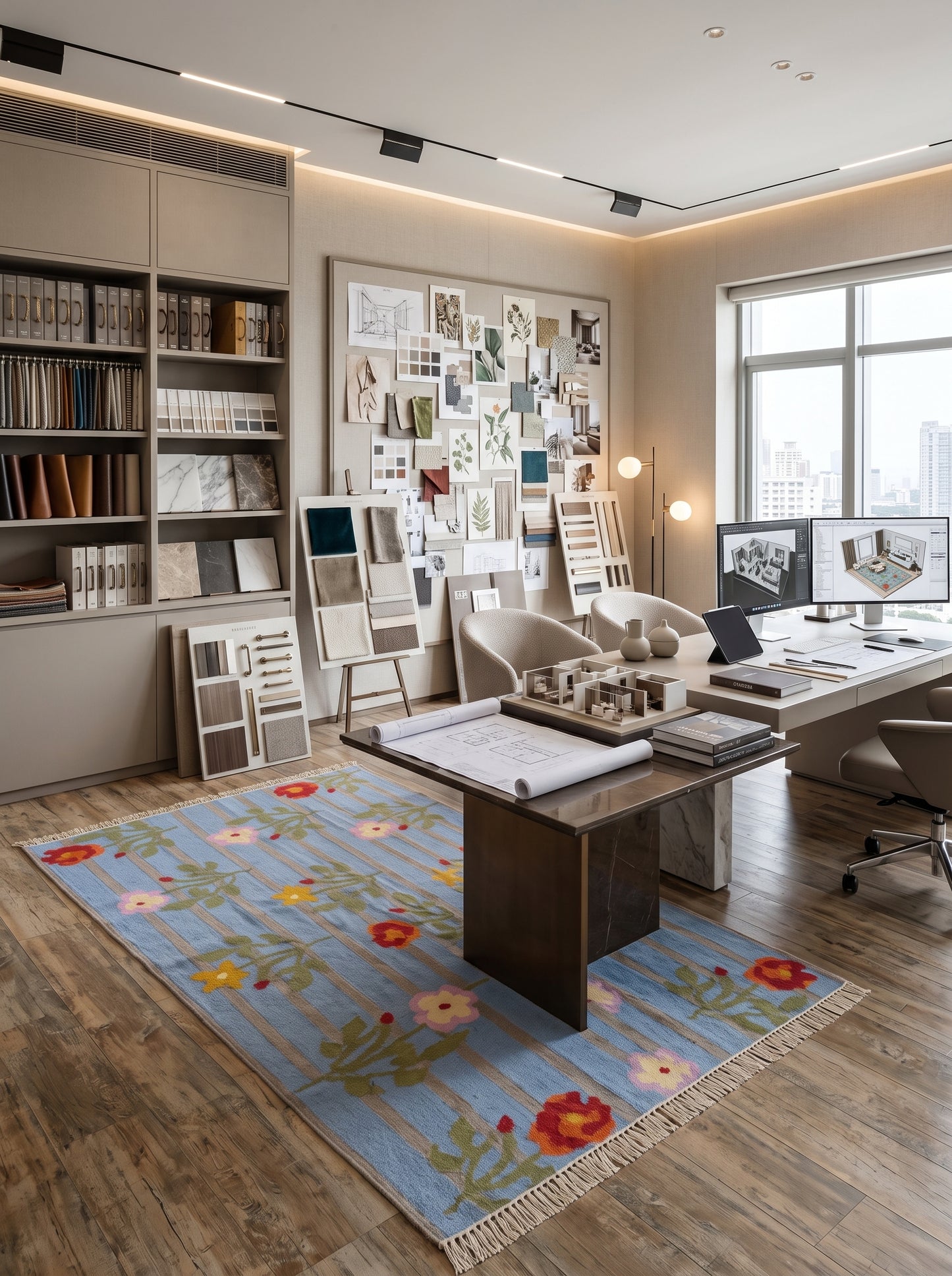 Wildflower Horizon Aesthetic Striped Cottagecore Dhurrie rug