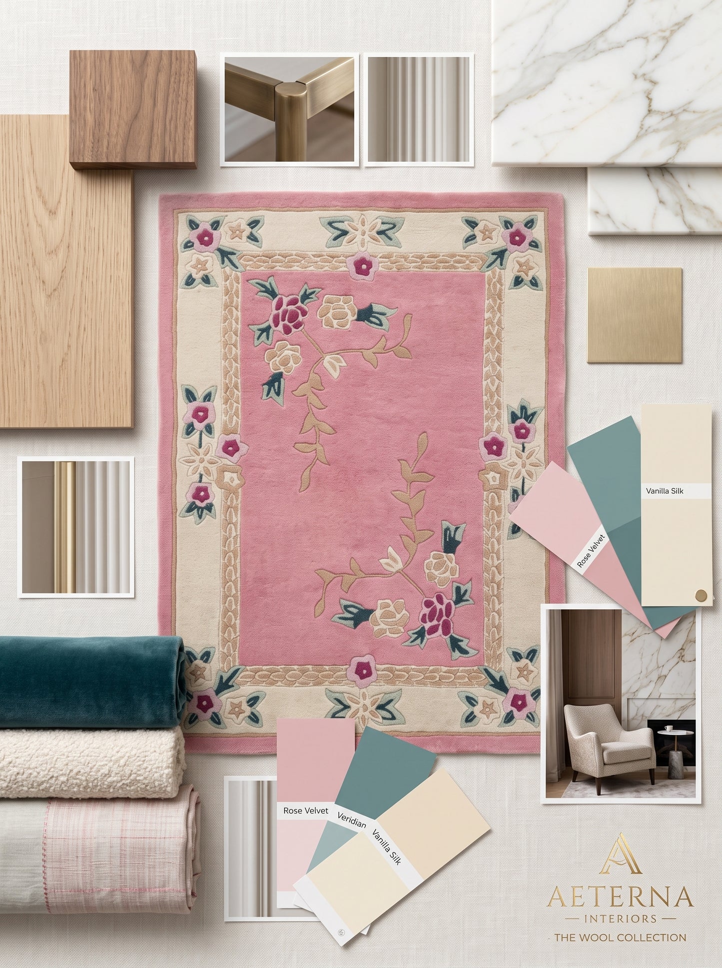 Pink Heritage Floral Handmade Wool Tufted Rug