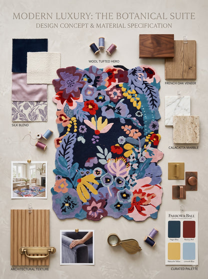 Botanical Bloomscape Abstract Floral Design rug