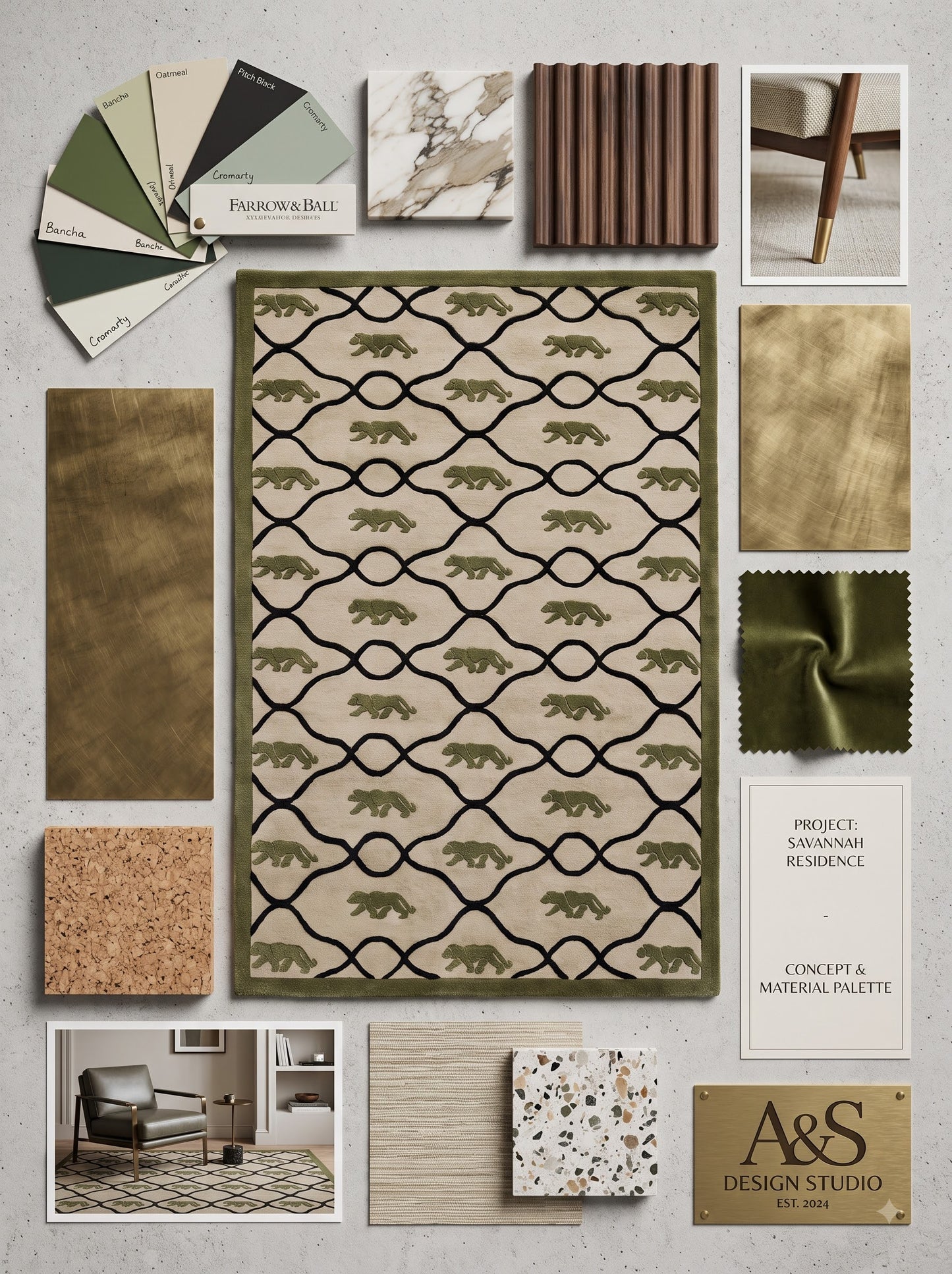 Olive Safari Lattice Abstract Lattice Carpet