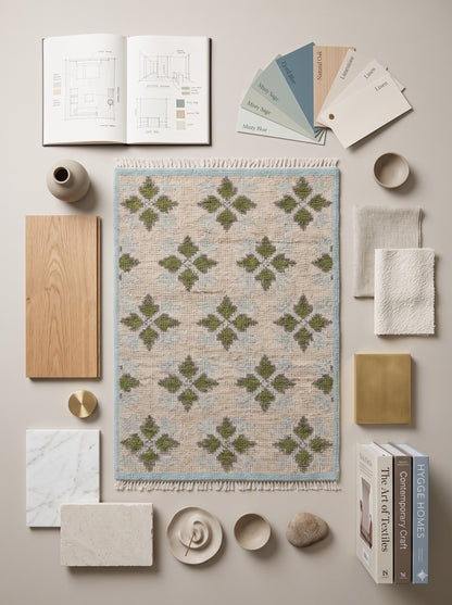 Handcrafted Geometric Floor wool  oushak Carpet