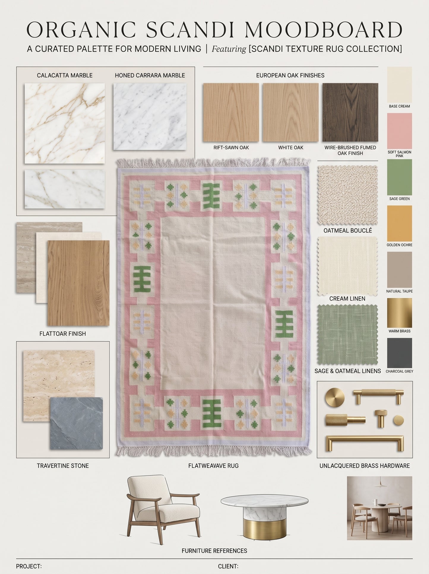 Pastel Geometric Border Wool Rug