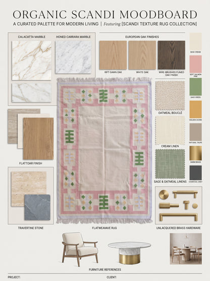 Pastel Geometric Border Wool Rug