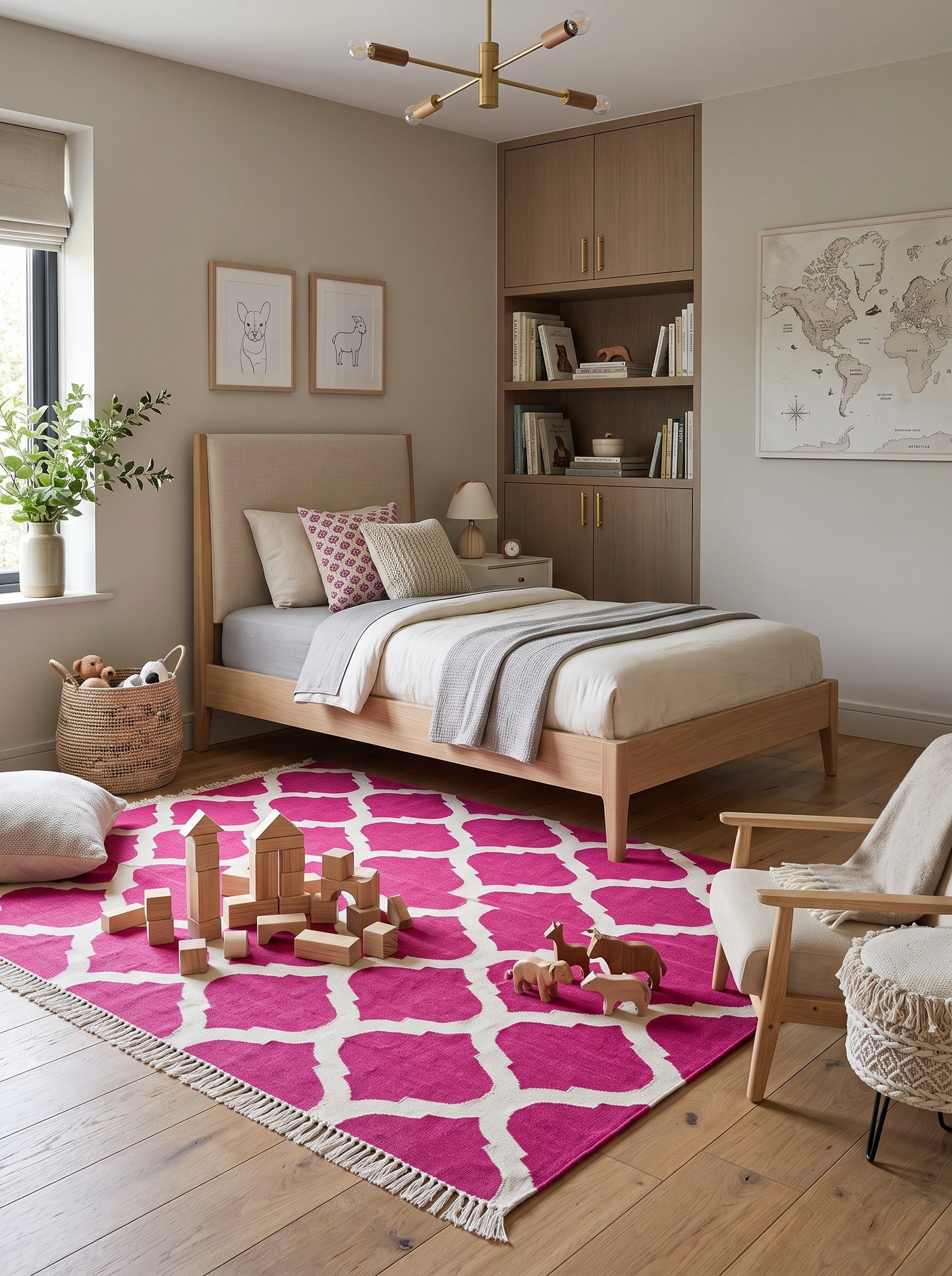 Magenta & Ivory Geometric Trellis Lattice Design