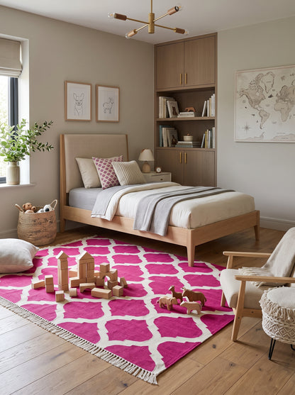 Magenta & Ivory Geometric Trellis Lattice Design