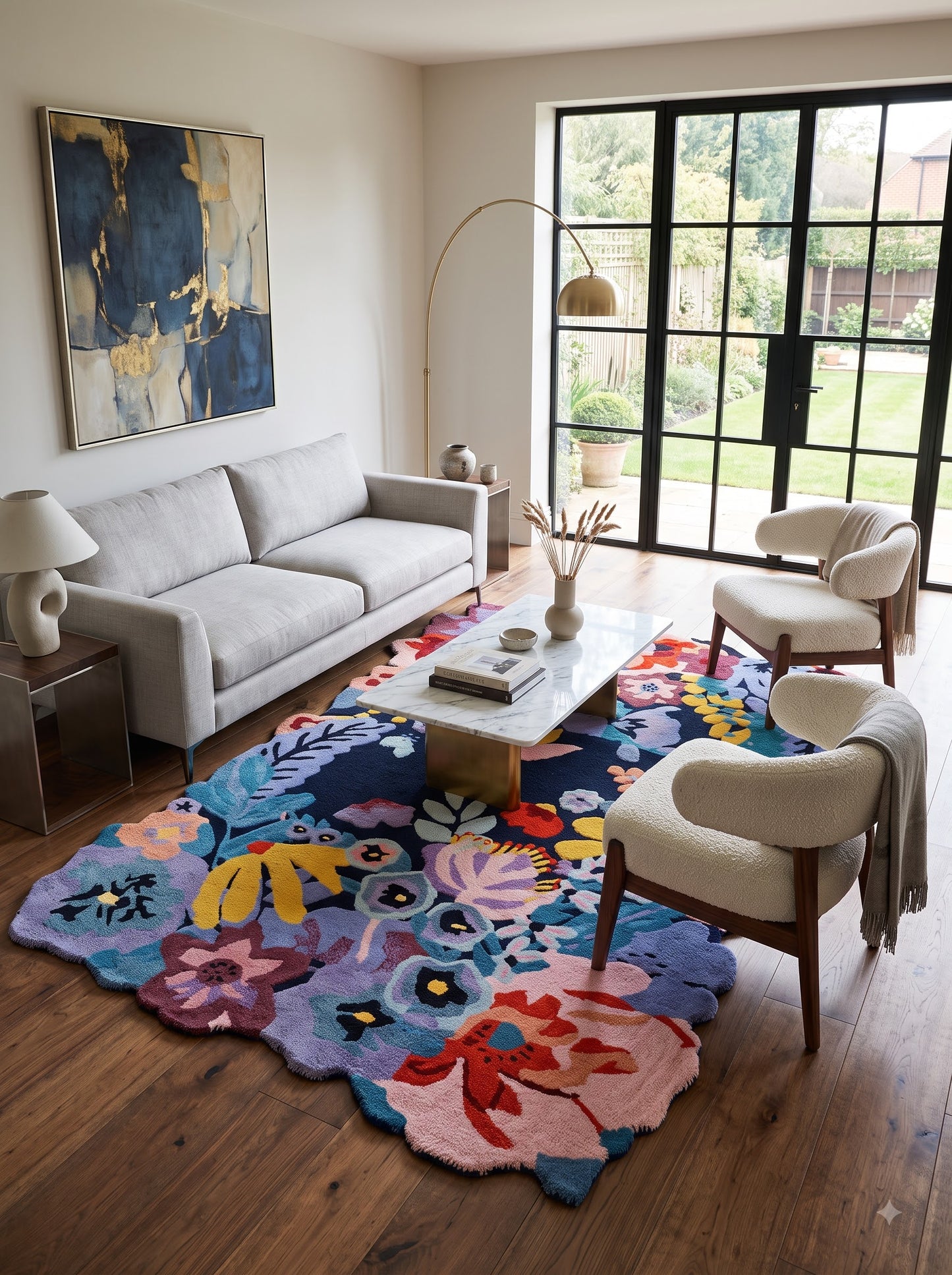Botanical Bloomscape Abstract Floral Design rug