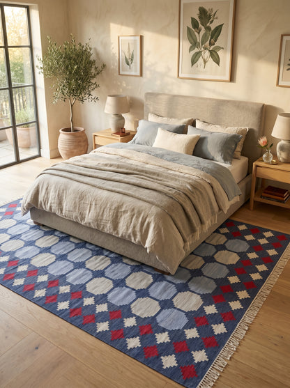 Skyline Octagon Handwoven Cotton Flatweave Dhurrie Rug