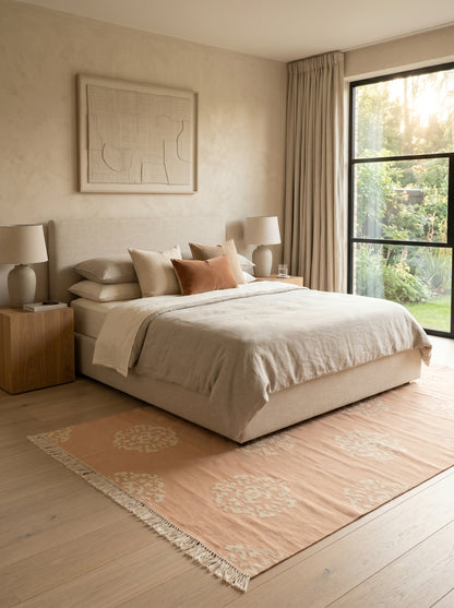 Apricot Peach Pastel Boho Chic Soft Floor Rug