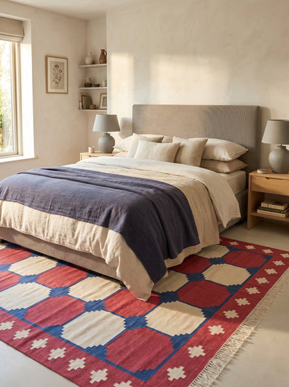 Bauhaus Octagon Handwoven Cotton Flatweave Dhurrie Rug