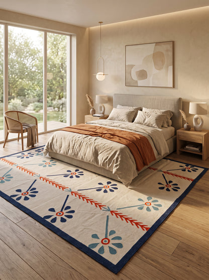 Blue Meadow Bloom Nordic Botanical Rug