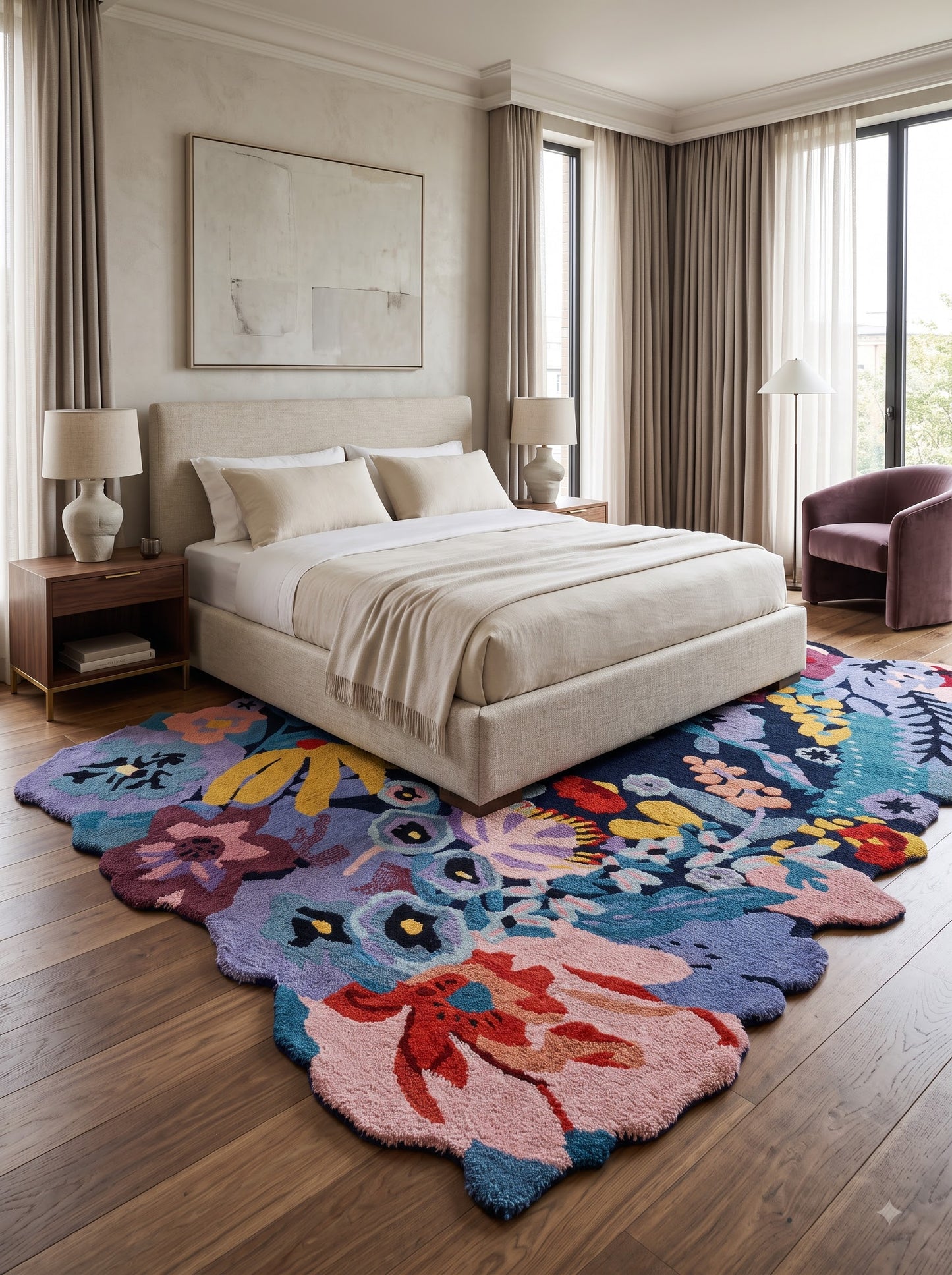 Botanical Bloomscape Abstract Floral Design rug