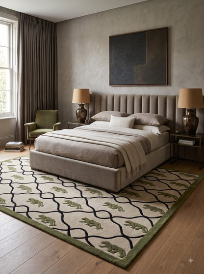 Olive Safari Lattice Abstract Lattice Carpet