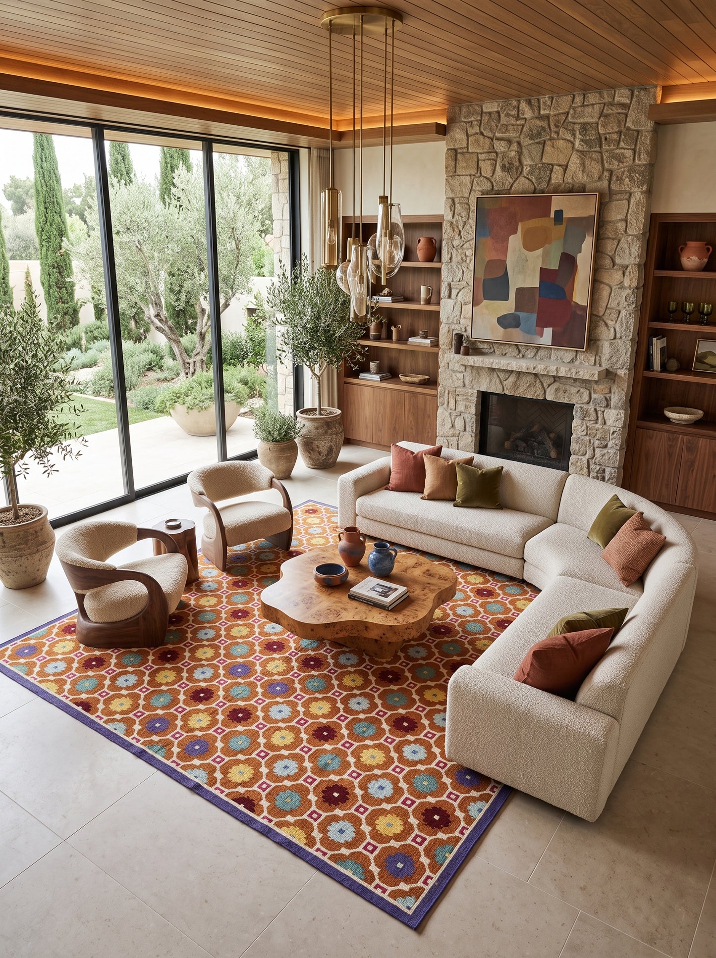 Geometric Jaipur Ogee cotton wool Area Rug