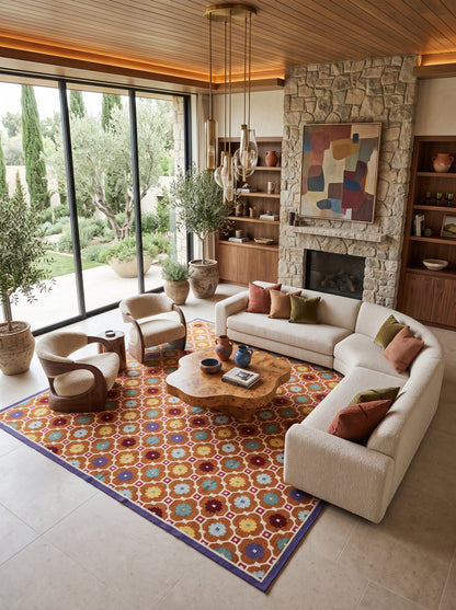 Geometric Jaipur Ogee cotton wool Area Rug