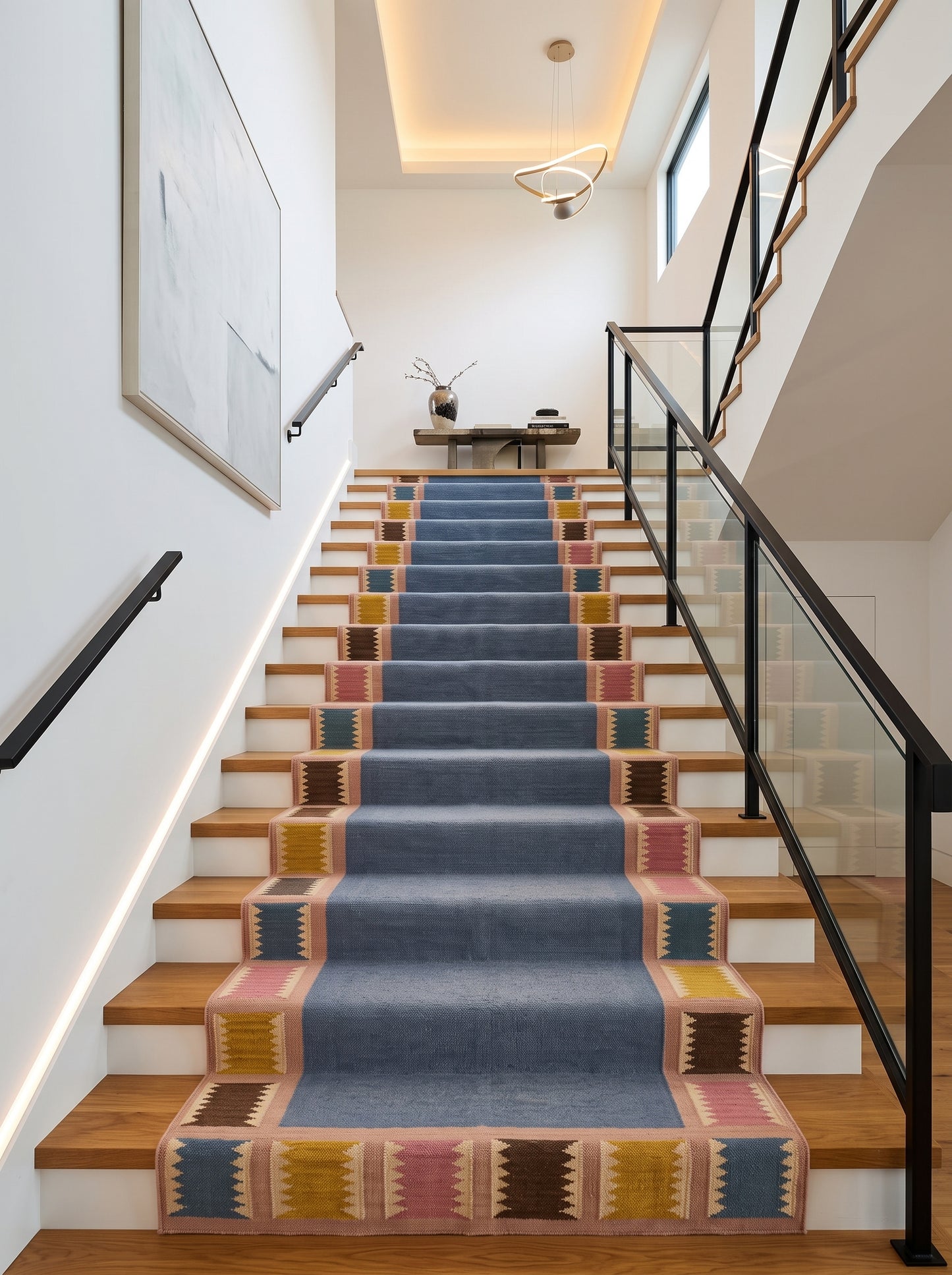 Slate & Sawtooth Geometric Border Wool Area Rug