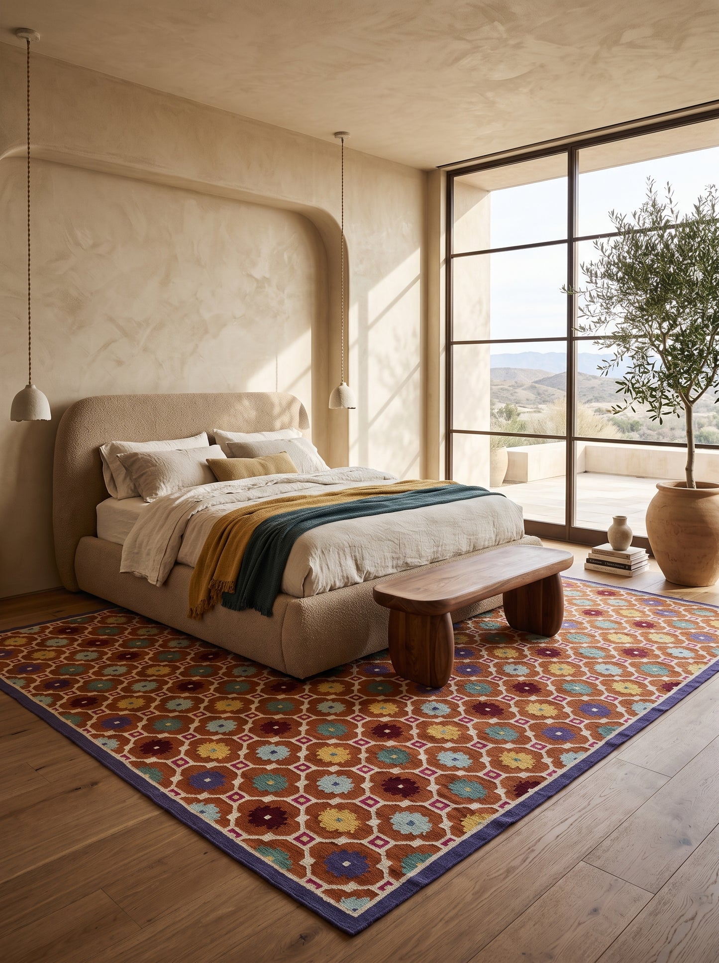 Geometric Jaipur Ogee cotton wool Area Rug