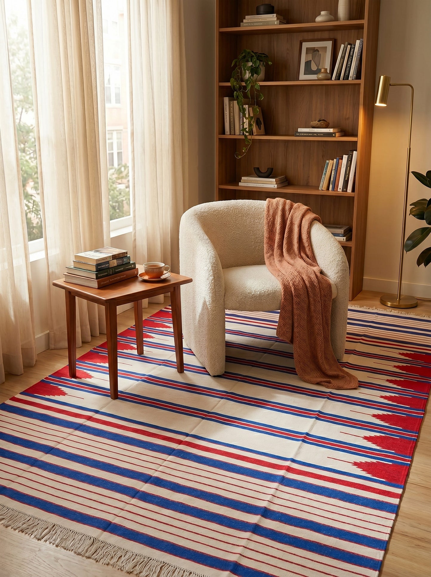 Horizontal Stripe Americana Floor Rug for Living Room Bedroom