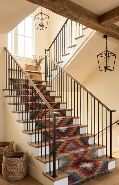 Custom Wool Jute Stair Runner Handwoven Southwestern Kilim Runner