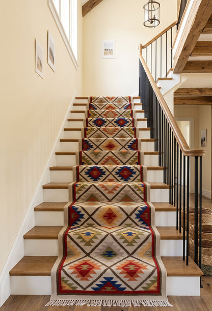 Handwoven Cotton Brown White Cotton Runner