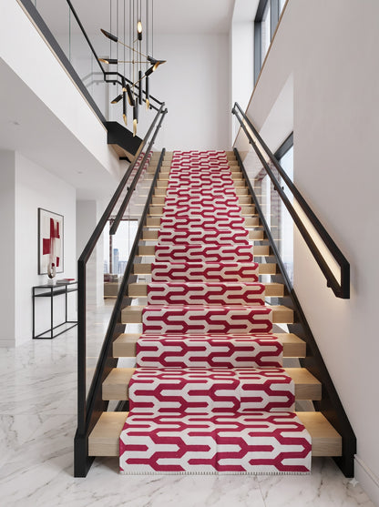 Red Custom Modern Runner, Cotton Stair Runner