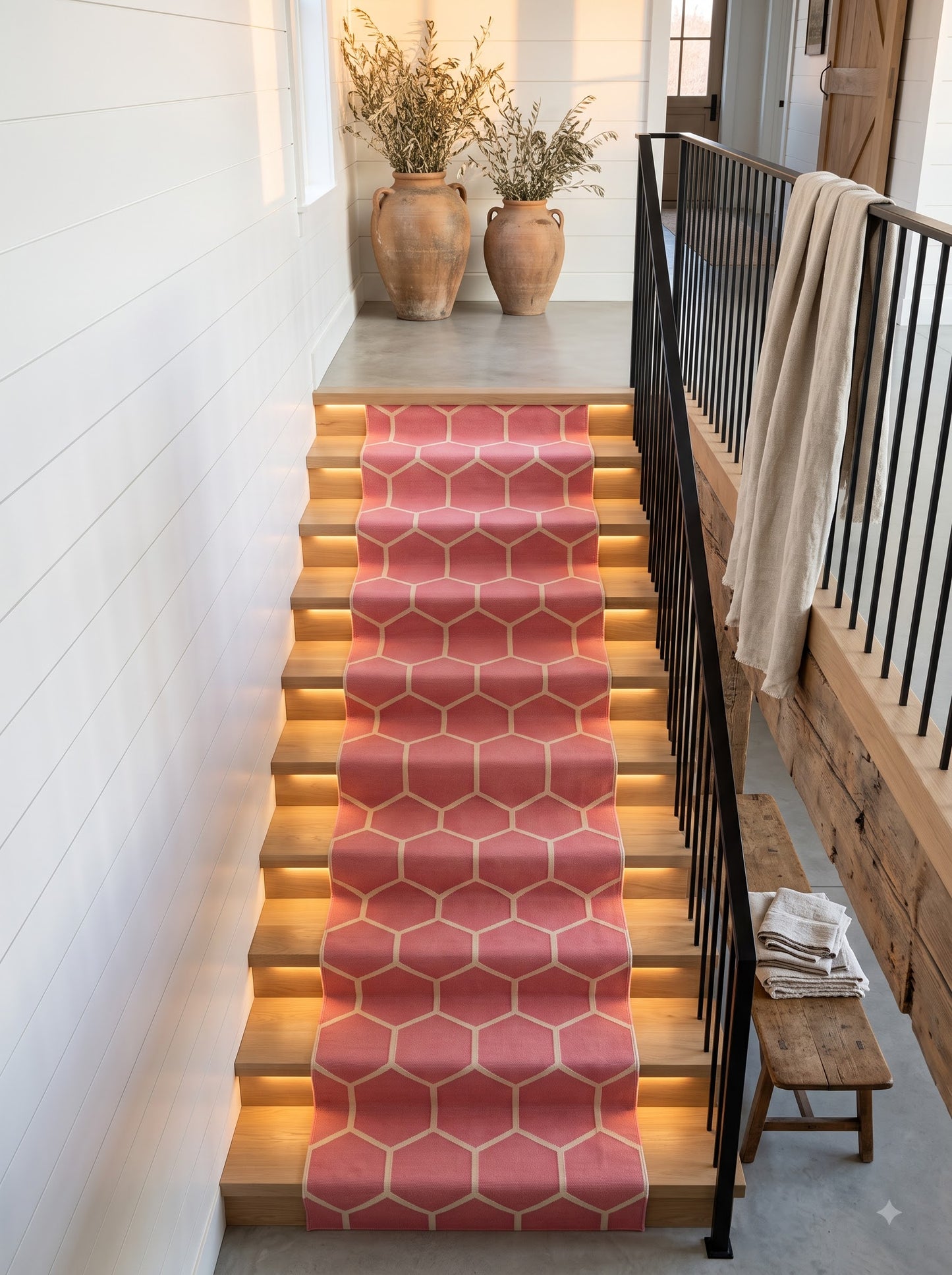 Handwoven Cotton Flatweave Pink Trellis Siatir Runner Rug