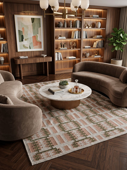 Sage & Earth Stairway Vertical Grid Pattern Area Rug