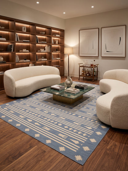 Tribal Stripe Rhythm Motif Border Area Rug