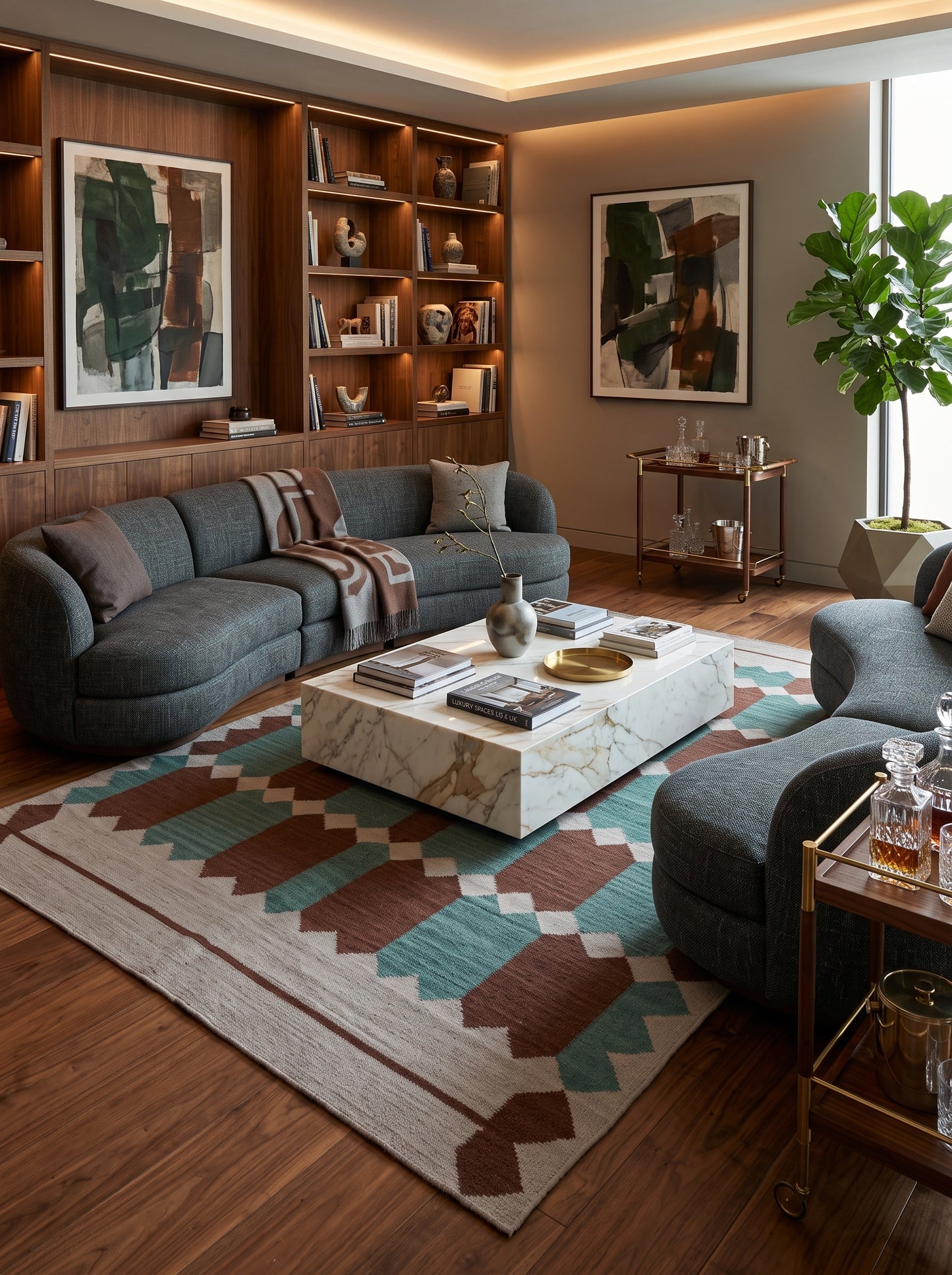 Handwoven Rust & Spruce Matrix Southwestern Flatweave rug