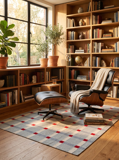 Nordic Checkered Windowpane Minimalist Area Rug for Home Decor