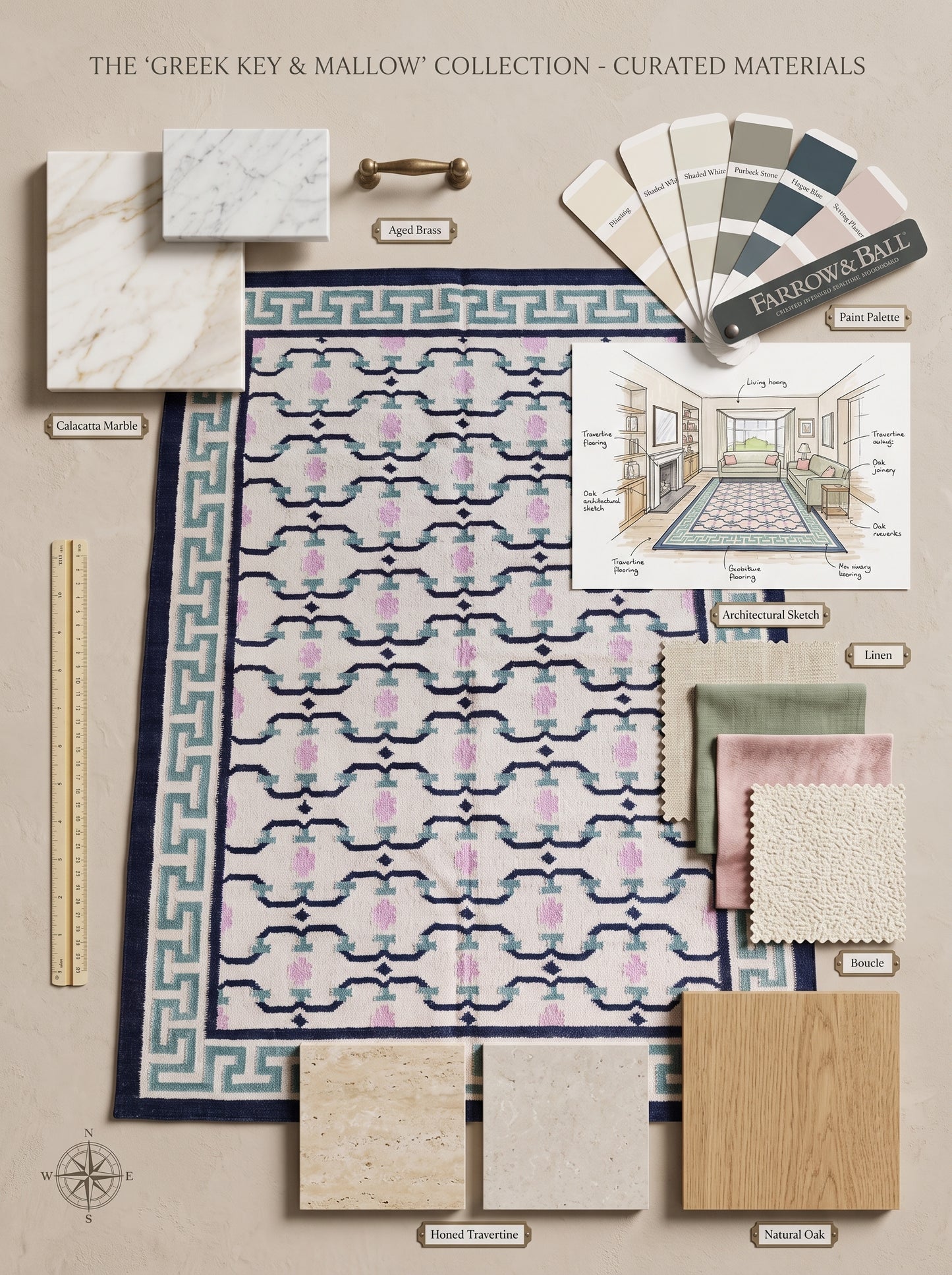 Classic Pastel Totem Handwoven Cotton Wool Dhurrie