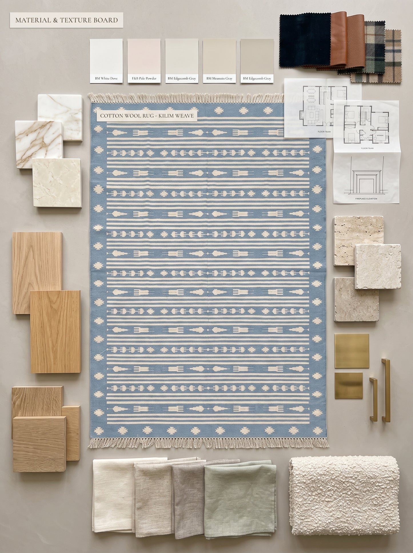 Tribal Stripe Rhythm Motif Border Area Rug