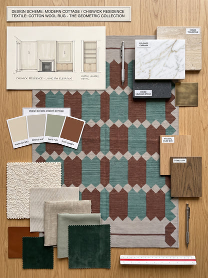 Handwoven Rust & Spruce Matrix Southwestern Flatweave rug