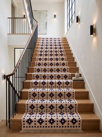 Ivory Mosaic Lattice Geometric Pattern Wool Area Rug