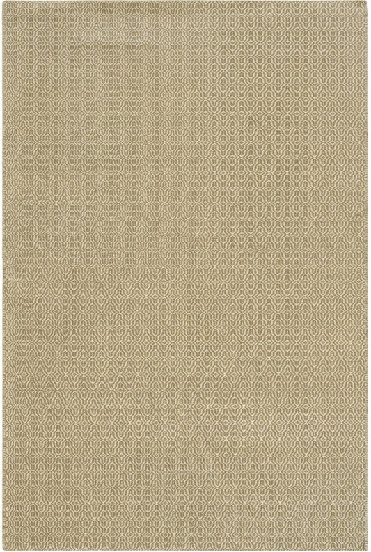 Olive Green Wool Rug Intricate Lattice Diamond Pattern