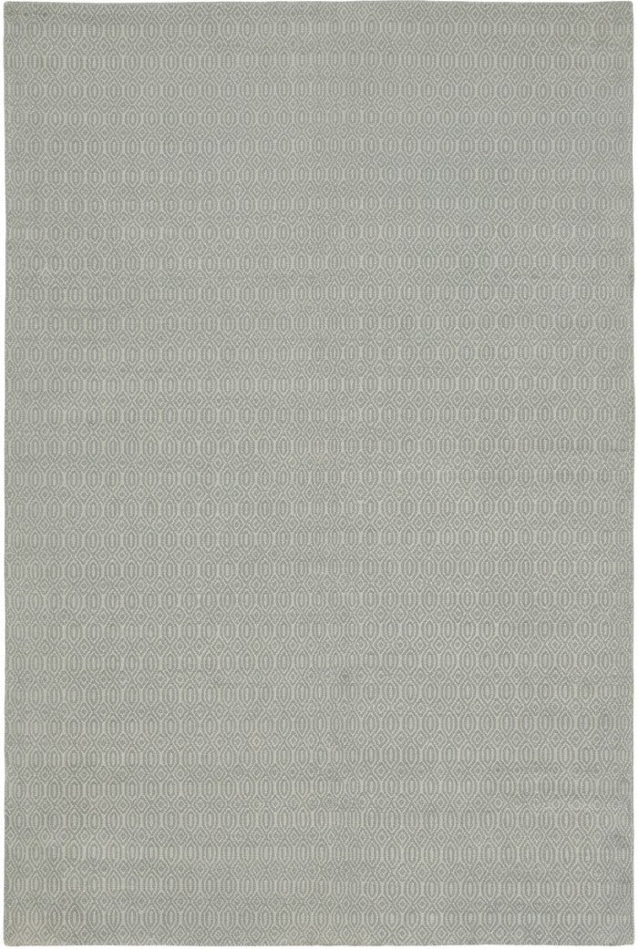 Hand-Woven Light Blue Diamond Trellis Wool Rug