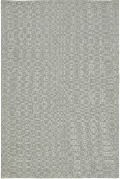Hand-Woven Light Blue Diamond Trellis Wool Rug