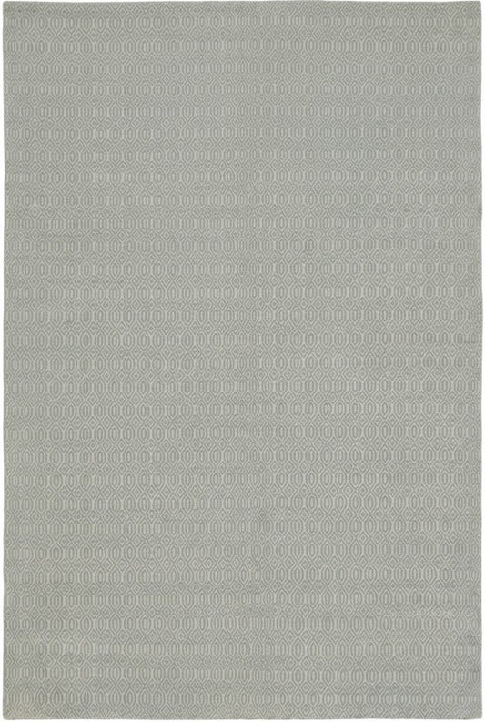 Hand-Woven Light Blue Diamond Trellis Wool Rug