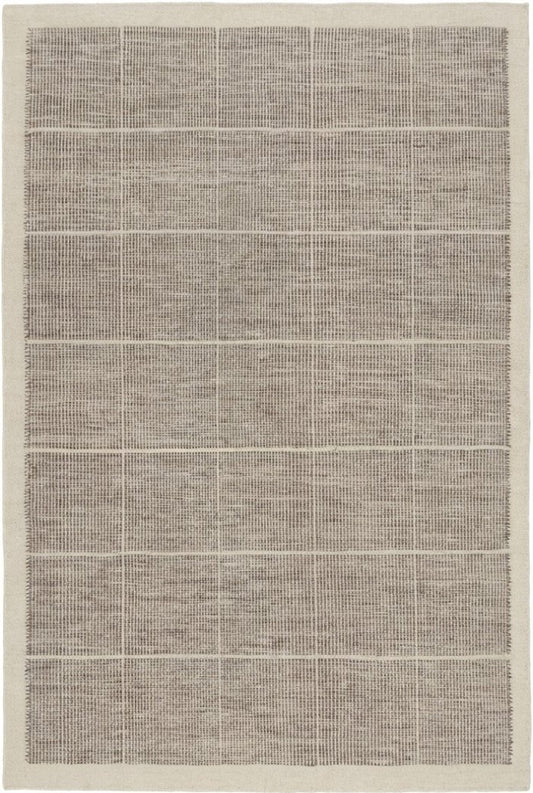 Large Grid Pattern Dhurrie | Subtle Dusty Pink & Ivory Artisan Rug