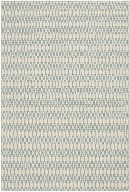 Modern Sage Green Geometric Pattern - Natural White & Aqua Handloom Carpet