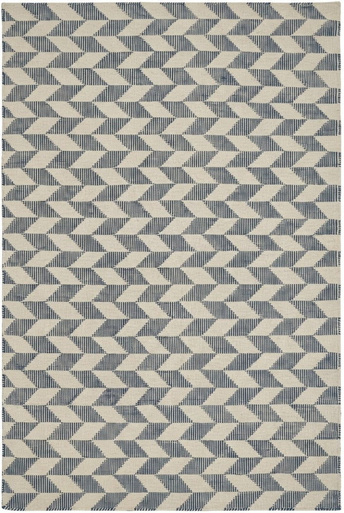 Modern Blue Herringbone Wool Rug