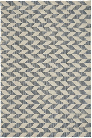 Modern Blue Herringbone Wool Rug