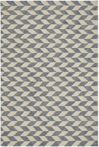 Modern Blue Herringbone Wool Rug